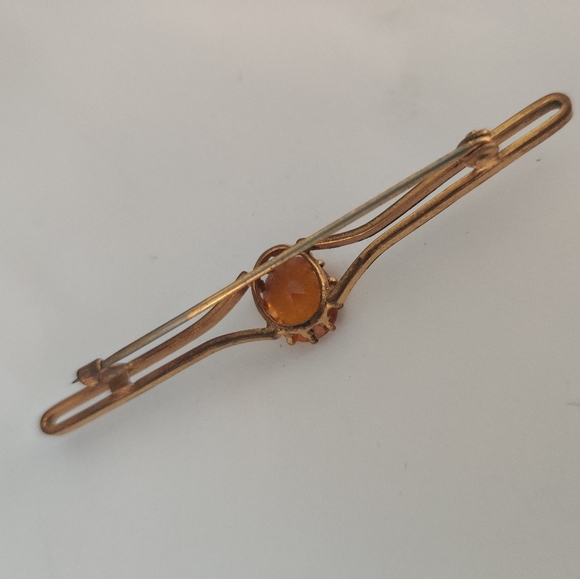 Antique Edwardian Cairngorm Bar Pin with citrine glass - Picture 3 of 14